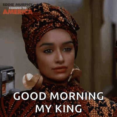 A Woman Wearing A Head Scarf And Earrings Says Good Morning My King GIF