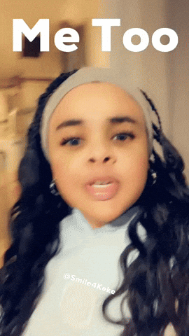 A Woman Wearing A Headband With The Words Me Too Behind Her GIF