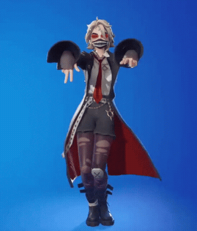 A Woman Wearing A Mask And A Hat Is Dancing On A Blue Background . GIF
