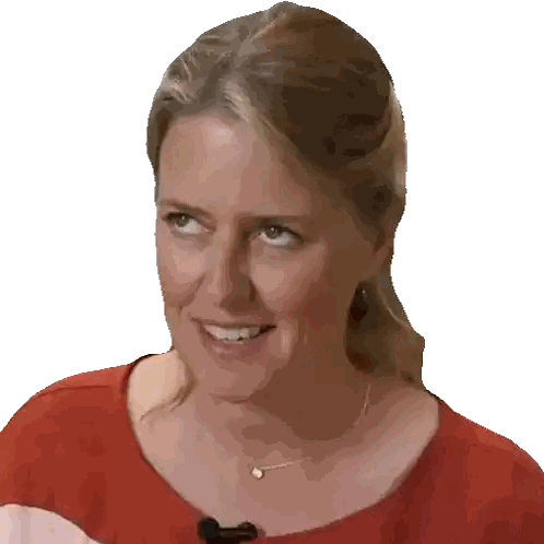 A Woman Wearing A Necklace And A Red Shirt Smiles Sticker
