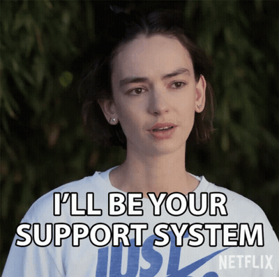 A Woman Wearing A Nike Shirt Says I 'Ll Be Your Support System Netflix GIF