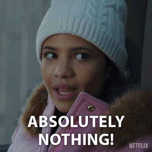 A Woman Wearing A Pink Jacket And A White Hat Says " Absolutely Nothing " GIF