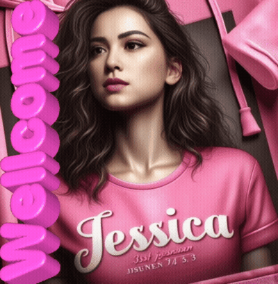 A Woman Wearing A Pink Shirt That Says Jessica GIF