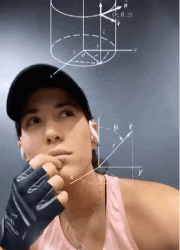 A Woman Wearing A Pink Tank Top And Black Gloves Has A Drawing Of A Cylinder On The Wall Behind Her GIF