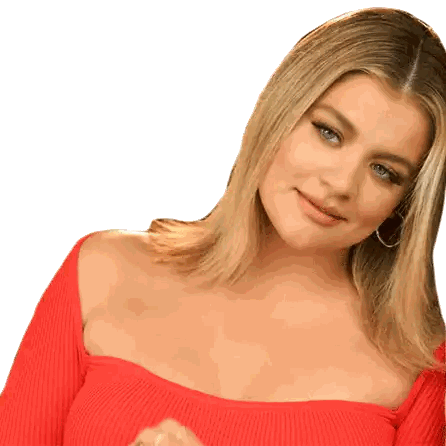 A Woman Wearing A Red Off The Shoulder Top Sticker