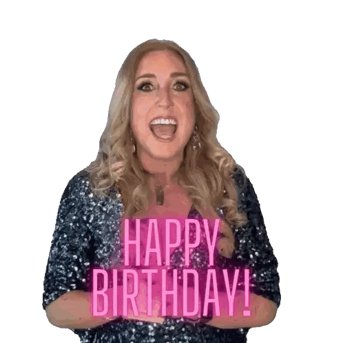 A Woman Wearing A Sequined Dress Says Happy Birthday Sticker