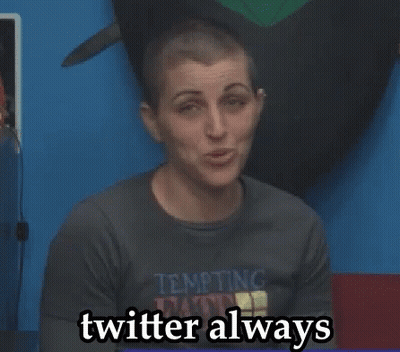 A Woman Wearing A Shirt That Says Twitter Always On It GIF