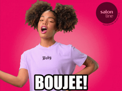 A Woman Wearing A T-Shirt That Says Baby Boujee On It GIF