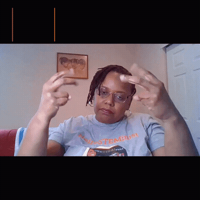 A Woman Wearing A T-Shirt That Says " Rolling Stones " On It GIF