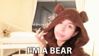 A Woman Wearing A Teddy Bear Hooded Sweatshirt Says I 'M A Bear GIF