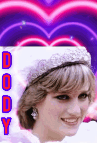 A Woman Wearing A Tiara With The Word Dody On The Bottom Right GIF