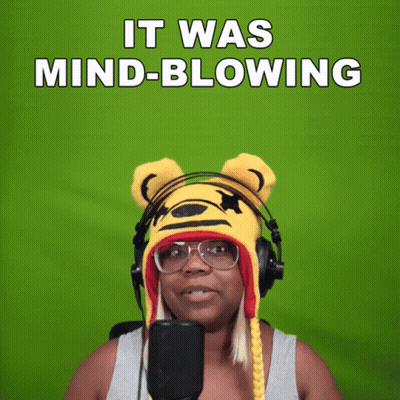 A Woman Wearing A Tiger Hat And Headphones Says " It Was Mind Blowing " GIF