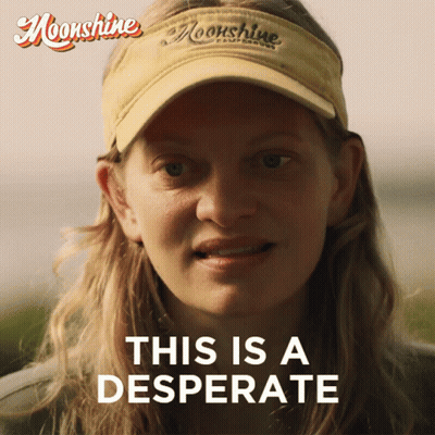 A Woman Wearing A Yellow Moonshine Visor Says " This Is A Desperate " GIF
