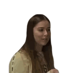 A Woman Wearing A Yellow Shirt With The Word Girl On The Sleeve Sticker