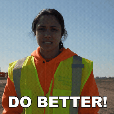 A Woman Wearing A Yellow Vest With The Words Do Better Written On It GIF