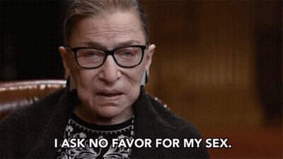 A Woman Wearing Glasses And A Black Sweater Says I Ask No Favor For My Sex GIF