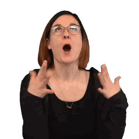 A Woman Wearing Glasses Is Making A Funny Face With Her Mouth Open Sticker