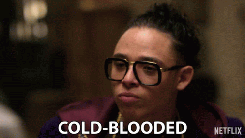A Woman Wearing Glasses Says Cold-Blooded In A Netflix Advertisement GIF