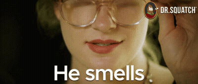 A Woman Wearing Glasses Says He Smells GIF