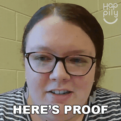A Woman Wearing Glasses Says " Here 'S Proof " GIF