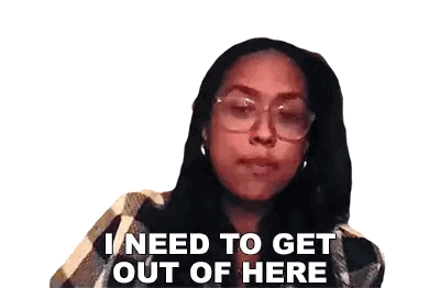 A Woman Wearing Glasses Says I Need To Get Out Of Here . Sticker