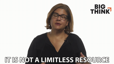 A Woman Wearing Glasses Says " It Is Not A Limitless Resource " GIF