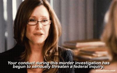A Woman Wearing Glasses Says Your Conduct During This Murder Investigation Has Begun GIF