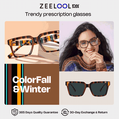 A Woman Wearing Glasses With The Words Colorfall & Winter GIF