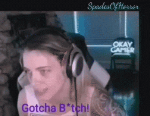 A Woman Wearing Headphones Says " Gotcha B * Tch " GIF