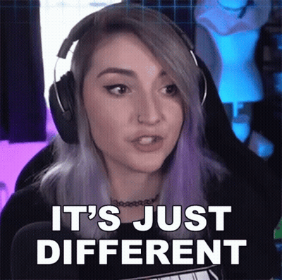 A Woman Wearing Headphones Says " It 'S Just Different " GIF