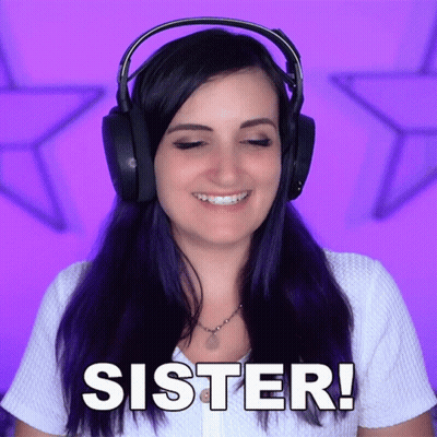 A Woman Wearing Headphones Says Sister In White GIF