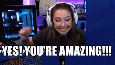 A Woman Wearing Headphones Says " Yes You 'Re Amazing !!! " GIF