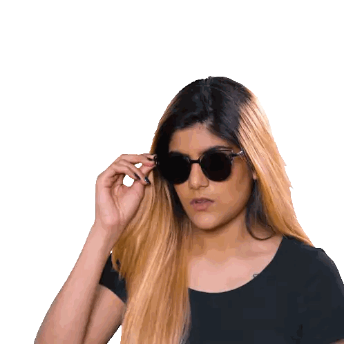 A Woman Wearing Sunglasses And A Black Shirt Has A Tattoo On Her Chest Sticker