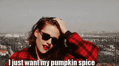 A Woman Wearing Sunglasses And A Plaid Shirt Says I Just Want My Pumpkin Spice GIF