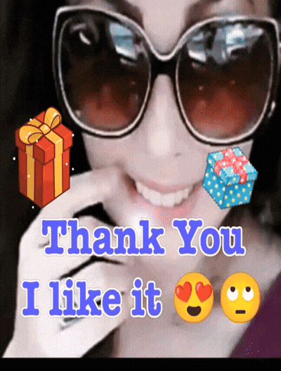 A Woman Wearing Sunglasses And A Thank You I Like It Message GIF