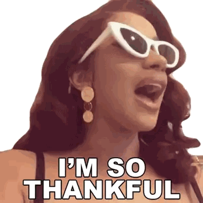 A Woman Wearing Sunglasses And Earrings Is Saying I 'M So Thankful Sticker