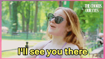 A Woman Wearing Sunglasses Says " I 'Ll See You There " In A Park GIF