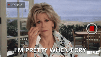 A Woman Wipes Her Eye With A Tissue And Says I 'M Pretty When I Cry GIF
