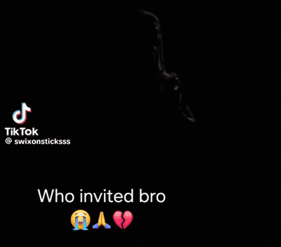 A Woman With A Broken Heart And The Words " Who Invited Bro " GIF
