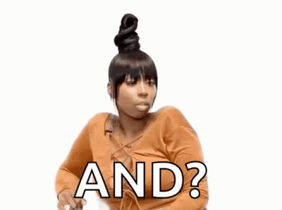 A Woman With A Bun On Her Head Is Asking The Question And ? GIF