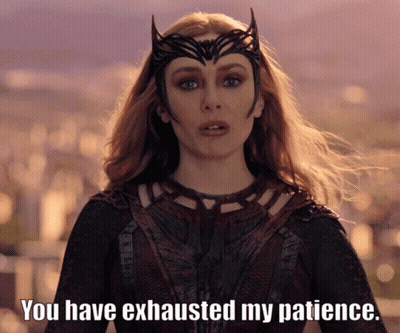 A Woman With A Crown On Her Head And The Words You Have Exhausted My Patience GIF