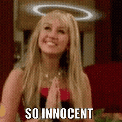 A Woman With A Halo On Her Head Says So Innocent GIF