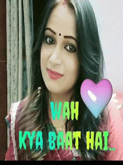 A Woman With A Heart And The Words Wah Kya Baat Hai On Her Face GIF