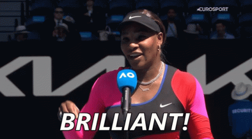 A Woman With A Microphone Says Brilliant In Front Of A Eurosport Sign GIF