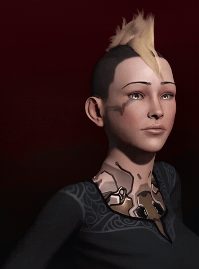 A Woman With A Mohawk Is Smiling And Making A Peace Sign GIF