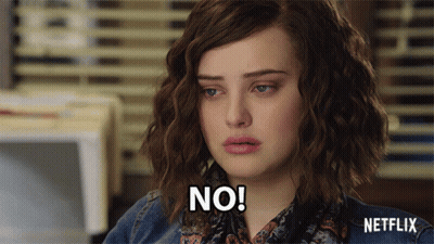 A Woman With A Netflix Logo On Her Shirt Says No GIF