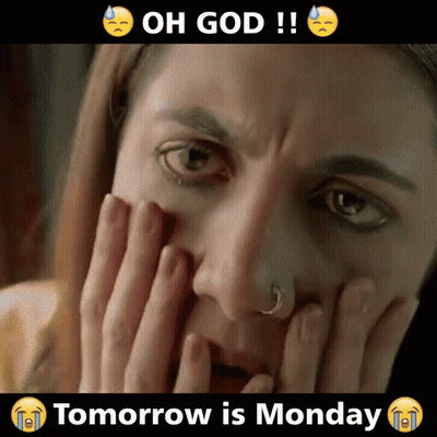 A Woman With A Nose Ring Is Covering Her Face With Her Hands And Crying Because Tomorrow Is Monday . GIF