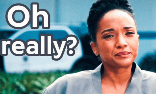 A Woman With A Sad Look On Her Face And The Words Oh Really Above Her GIF