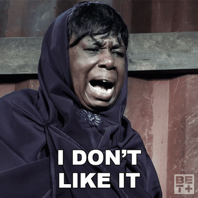 A Woman With A Scarf Around Her Head Says I Don T Like It GIF