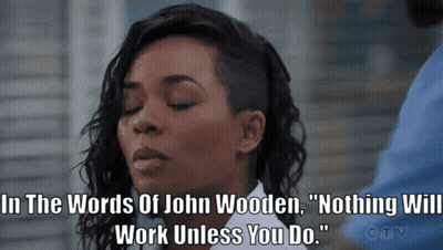 A Woman With A Shaved Head Says In The Words Of John Wooden " Nothing Will Work Unless You Do " GIF